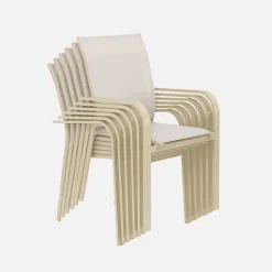 Conjunto de jardim com mesa redonda em alumínio com 6 cadeiras