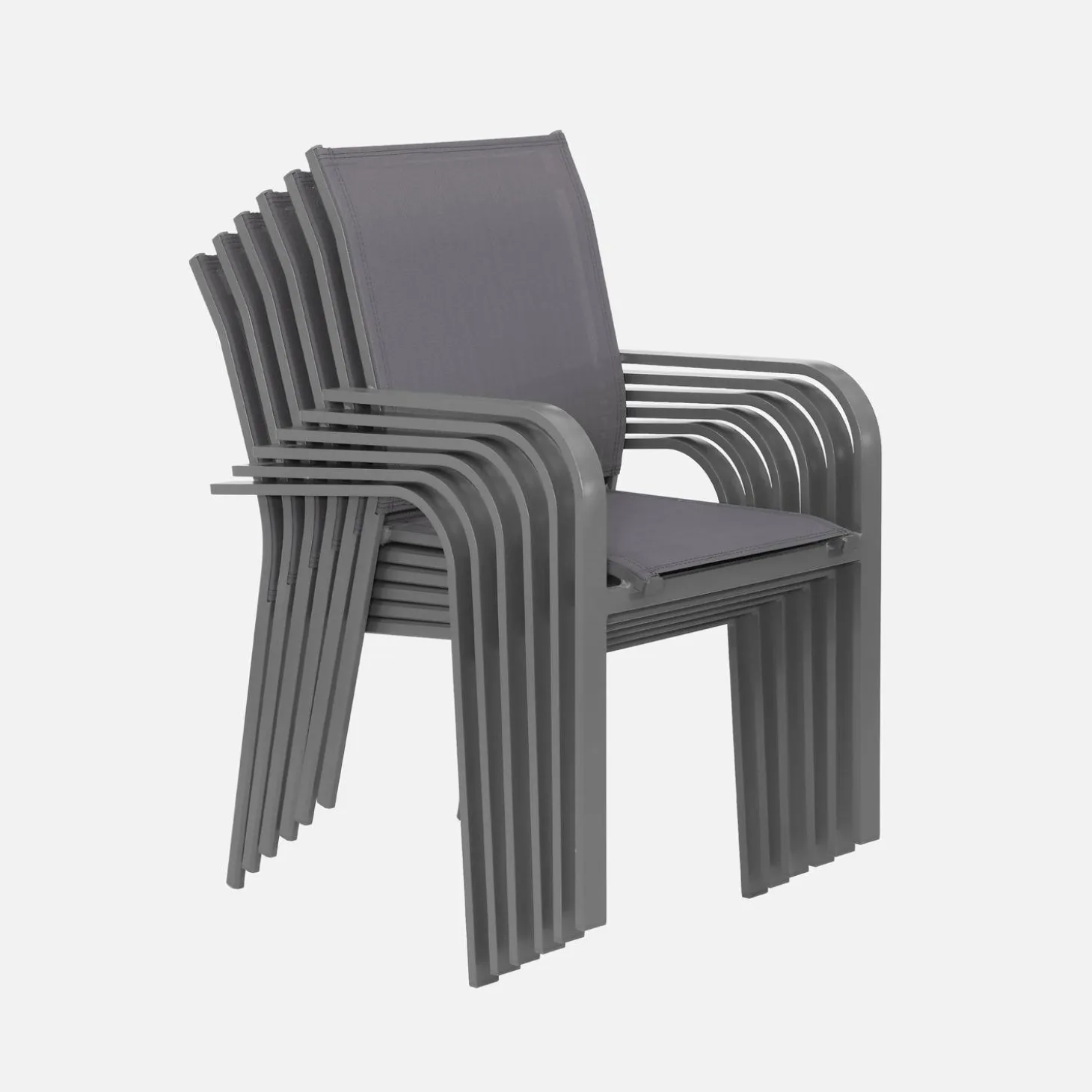 Conjunto de jardim com mesa redonda em alumínio com 6 cadeiras