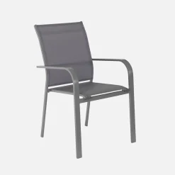 Conjunto de jardim com mesa redonda em alumínio com 6 cadeiras