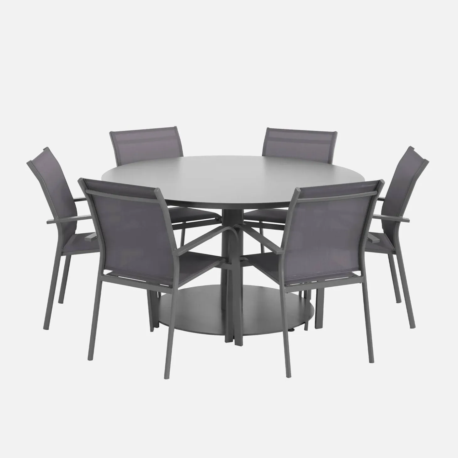 Conjunto de jardim com mesa redonda em alumínio com 6 cadeiras