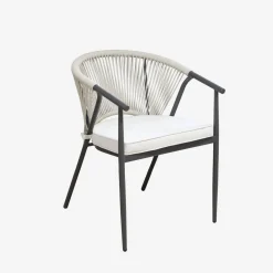 Conjunto de jardim com mesa redonda em alumínio e vidro com 6 assentos