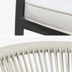 Conjunto de jardim com mesa redonda em alumínio e vidro com 6 assentos