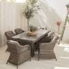 Conjunto de jardim com mesa redonda em tecido de resina, 6 lugares