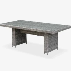 Conjunto de jardim com mesa redonda em tecido de resina, 6 lugares