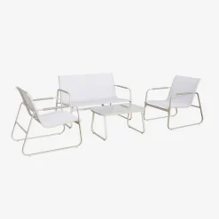 Conjunto de jardim com sofá em aço, 4 lugares
