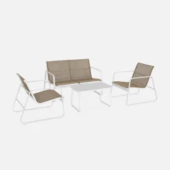 Conjunto de jardim com sofá em metal, 4 lugares