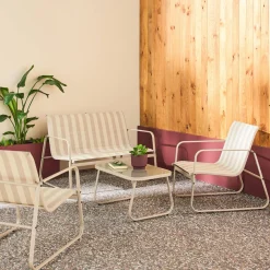 Conjunto de jardim com sofá em metal, 4 lugares