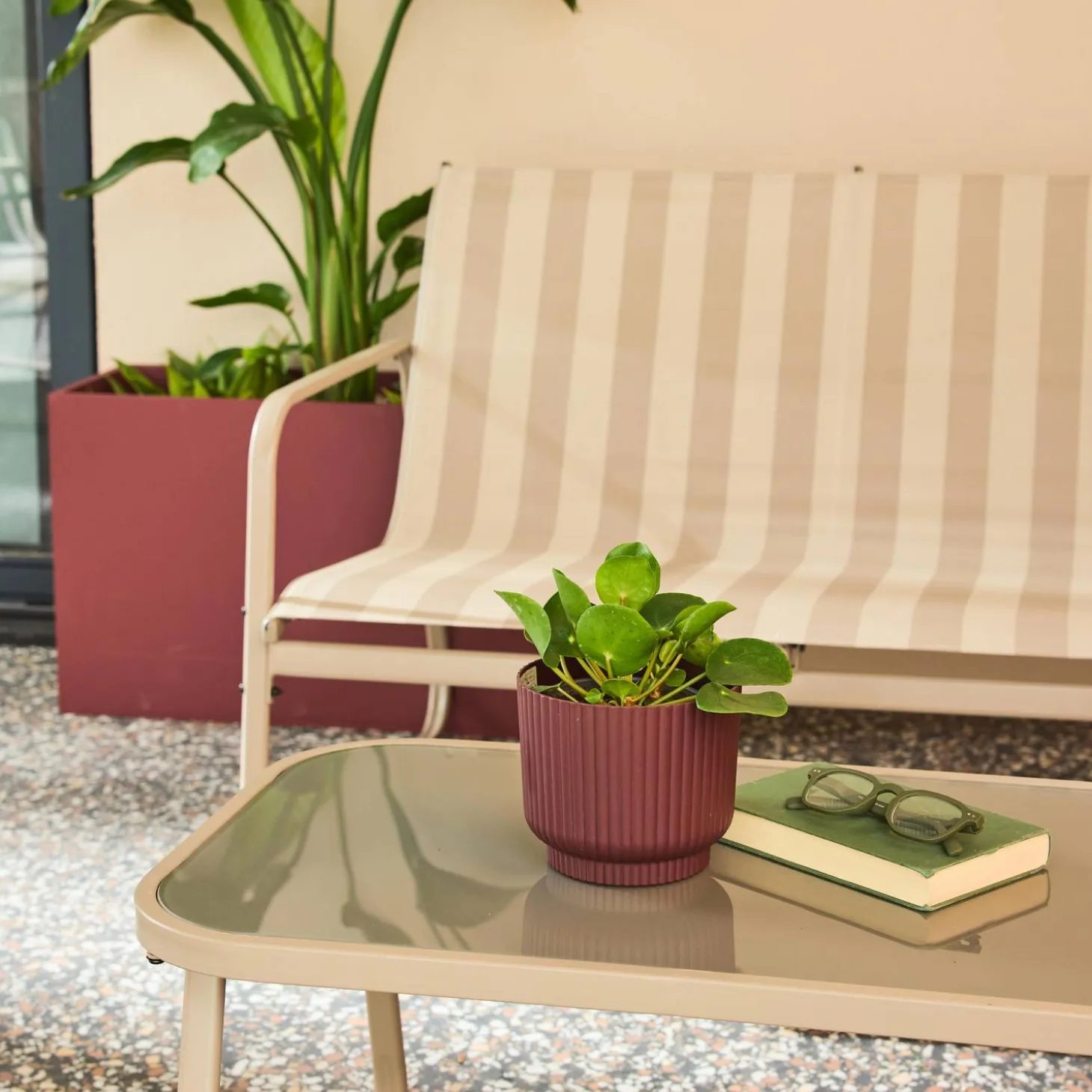 Conjunto de jardim com sofá em metal, 4 lugares