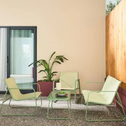 Conjunto de jardim com sofá em metal, 4 lugares