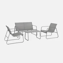 Conjunto de jardim com sofá em metal, 4 lugares
