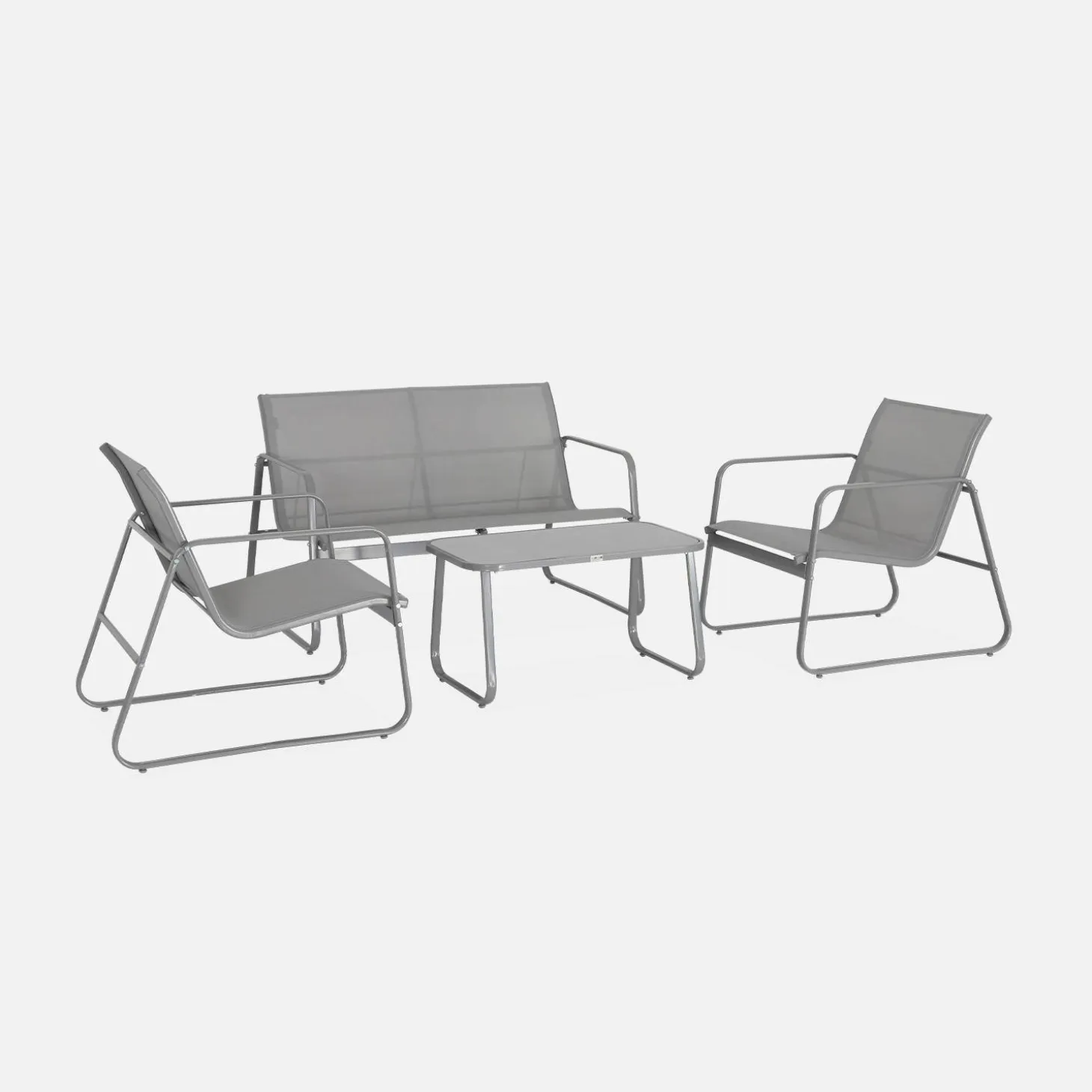 Conjunto de jardim com sofá em metal, 4 lugares