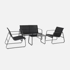Conjunto de jardim com sofá em metal, 4 lugares