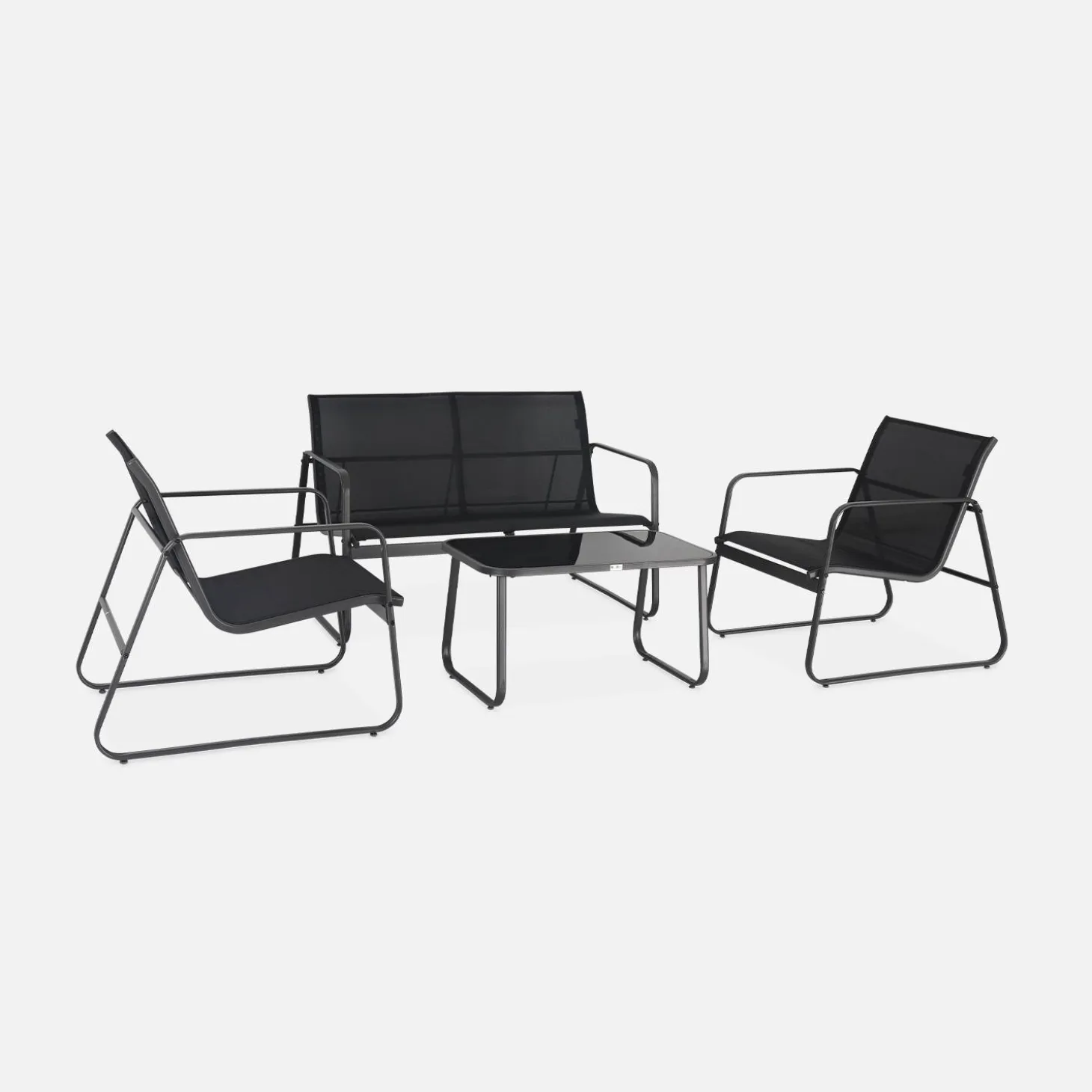 Conjunto de jardim com sofá em metal, 4 lugares