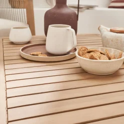 Conjunto de jardim com sofá em madeira e corda, 4 lugares