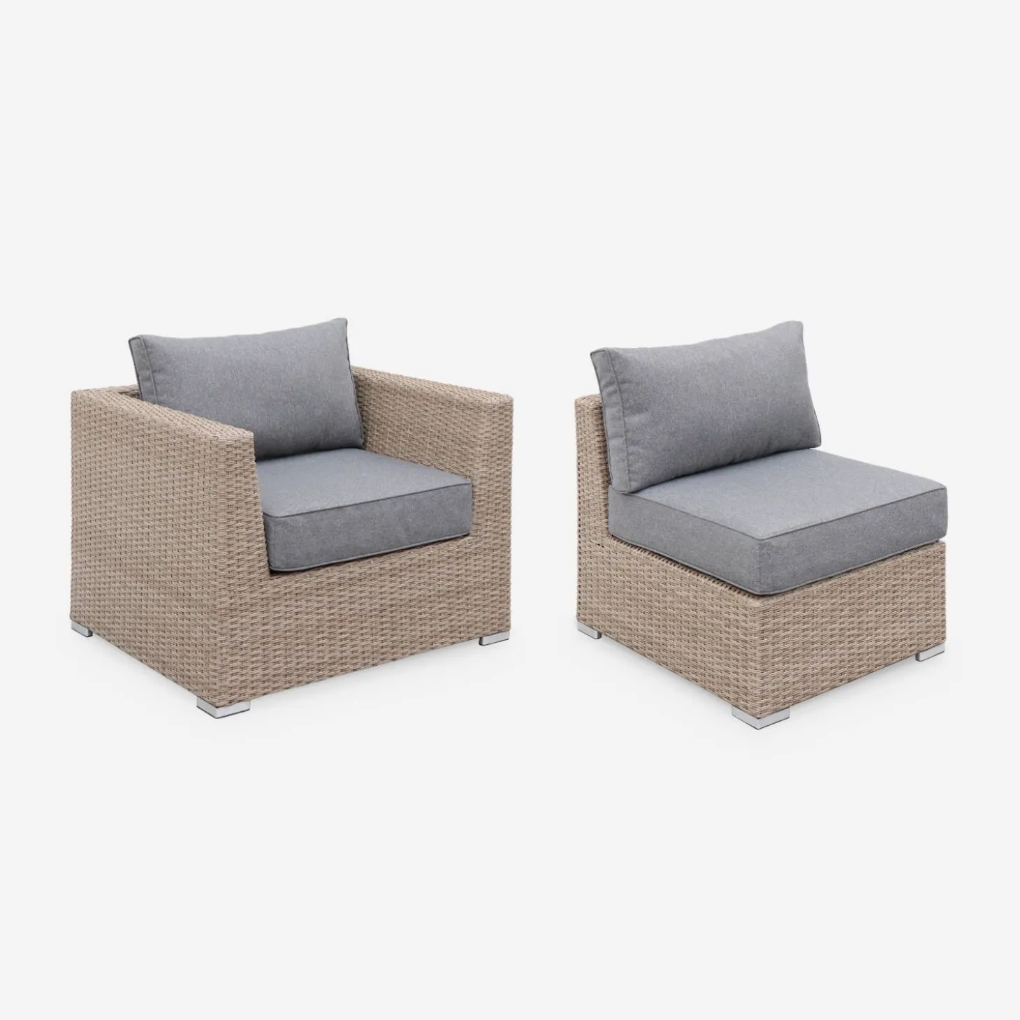 Conjunto de jardim com sofá em resina entrançada, 5 lugares