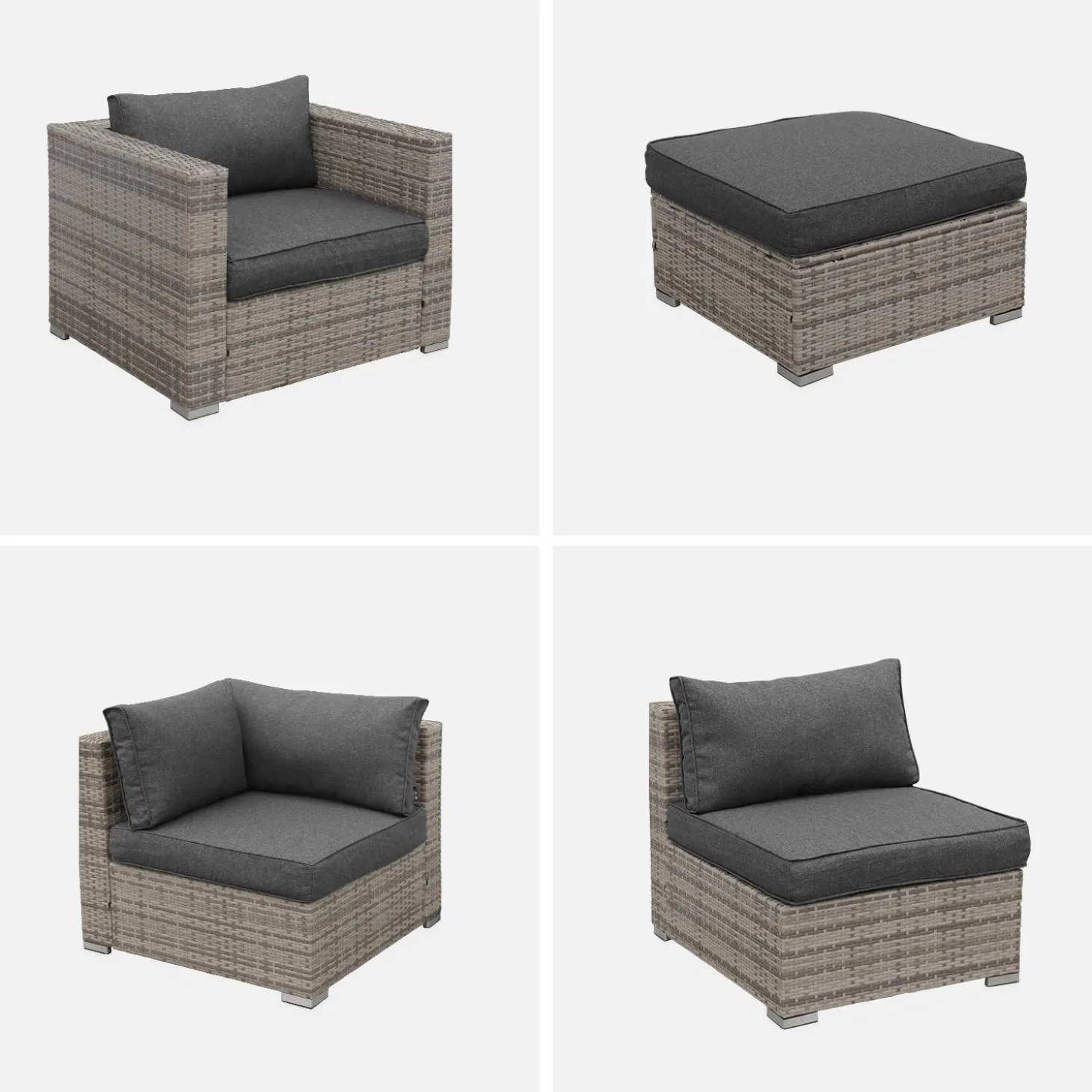 Conjunto de jardim com sofá em resina entrançada, 12 a 14 lugares