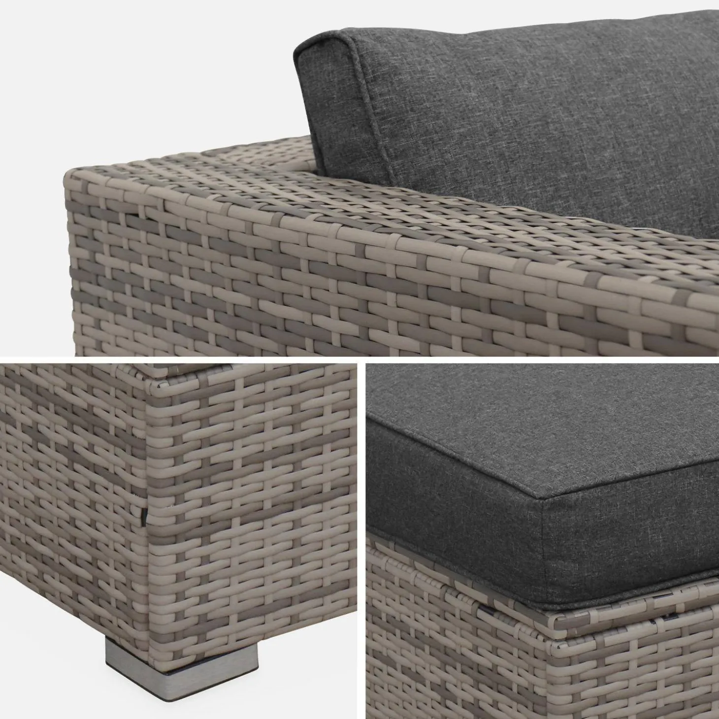 Conjunto de jardim com sofá em resina entrançada, 12 a 14 lugares