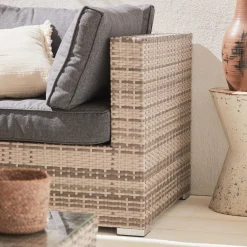 Conjunto de jardim com sofá em resina entrançada, 12 a 14 lugares
