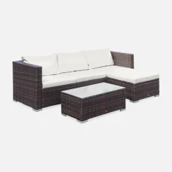 Conjunto de jardim com sofá em resina, 4 lugares