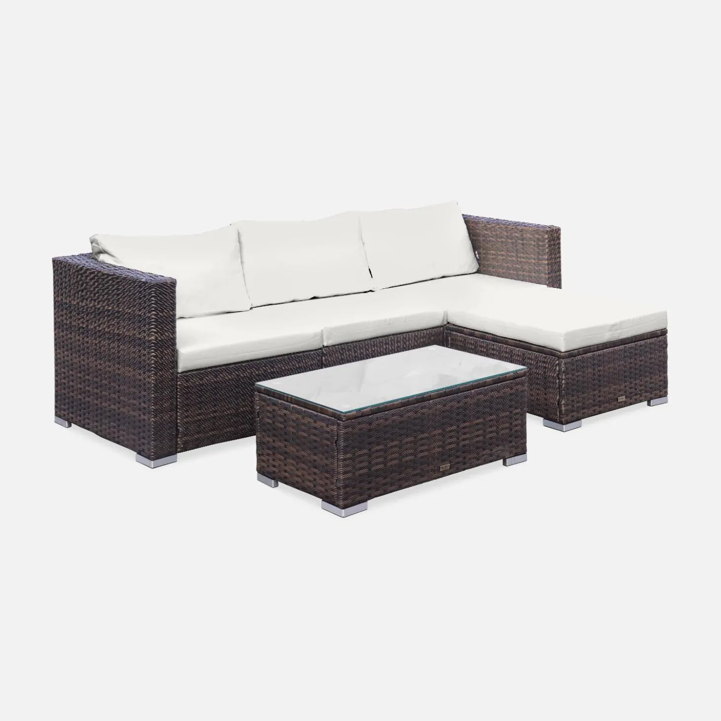 Conjunto de jardim com sofá em resina, 4 lugares