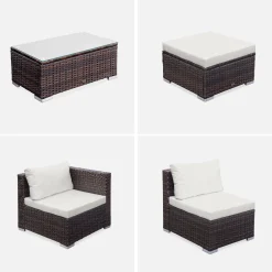 Conjunto de jardim com sofá em resina, 4 lugares