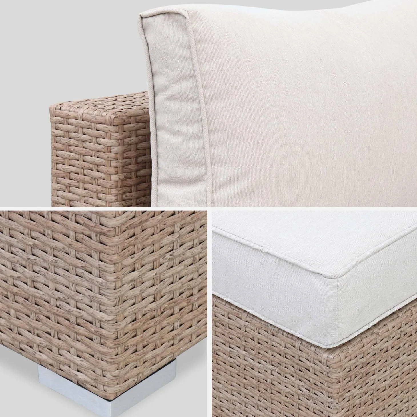 Conjunto de jardim com sofá em resina entrançada, 5 lugares