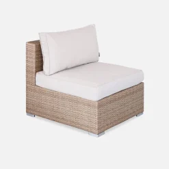 Conjunto de jardim com sofá em resina entrançada, 5 lugares