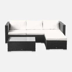 Conjunto de jardim com sofá em resina, 4 lugares