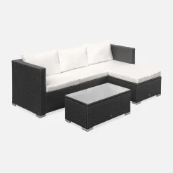 Conjunto de jardim com sofá em resina, 4 lugares