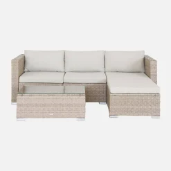 Conjunto de jardim com sofá em resina, 4 lugares