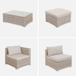 Conjunto de jardim com sofá em resina, 4 lugares