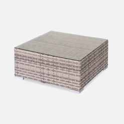 Conjunto de jardim com sofá em resina entrançada, 5 lugares