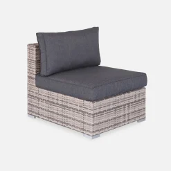 Conjunto de jardim com sofá em resina entrançada, 5 lugares