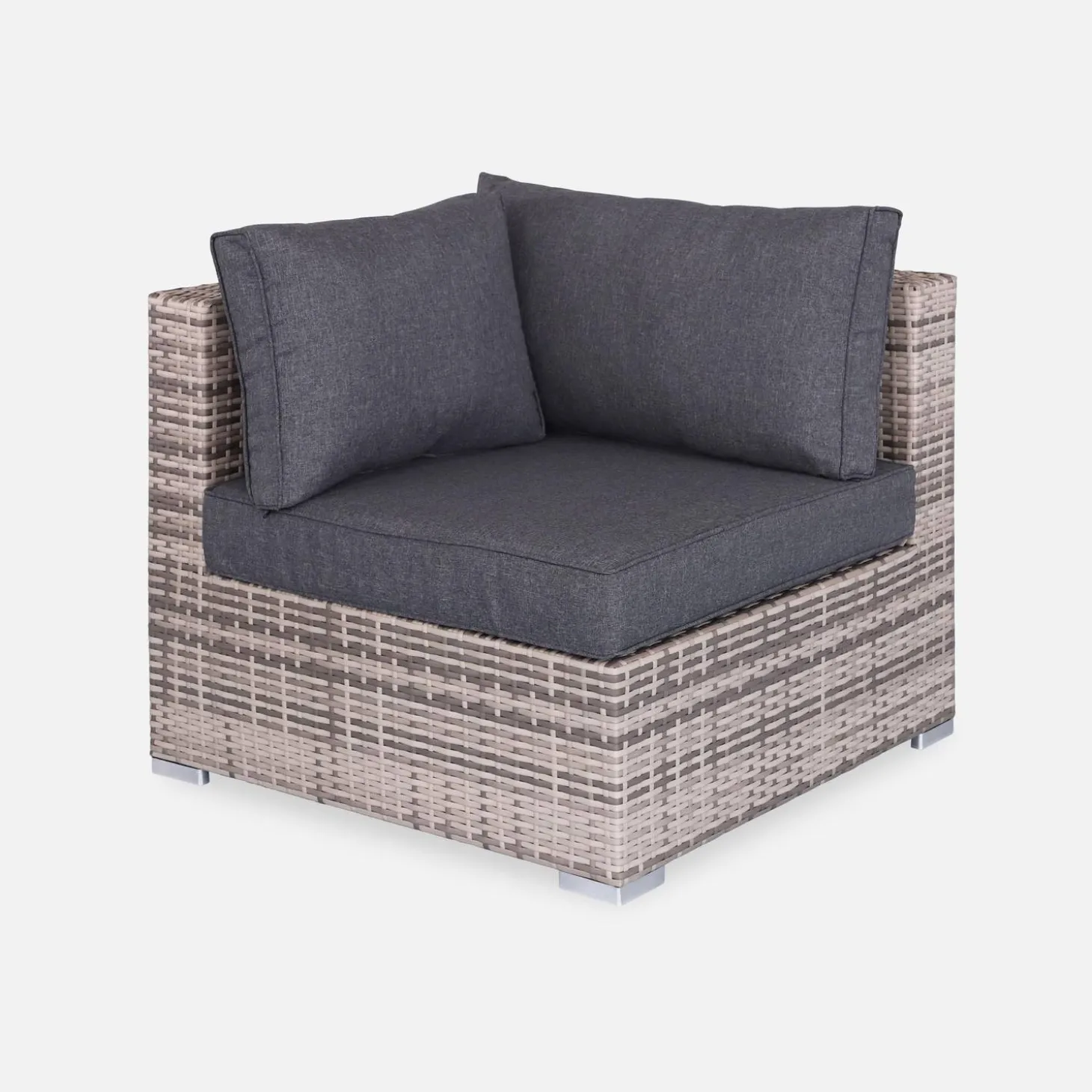 Conjunto de jardim com sofá em resina entrançada, 5 lugares