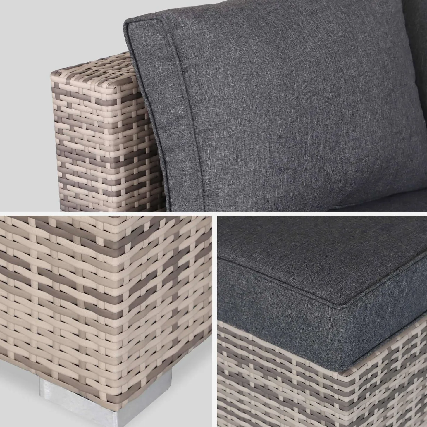 Conjunto de jardim com sofá em resina entrançada, 5 lugares