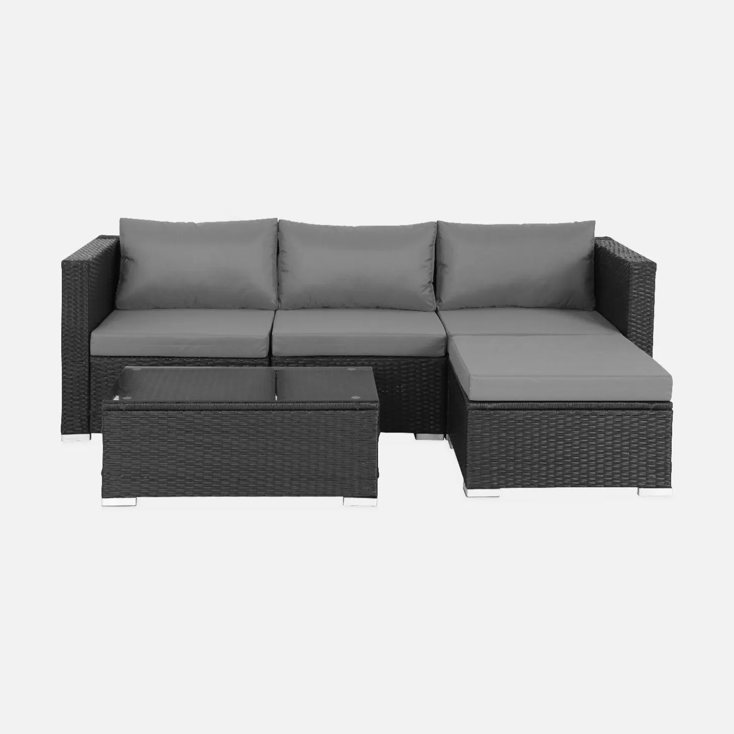 Conjunto de jardim com sofá em resina, 4 lugares