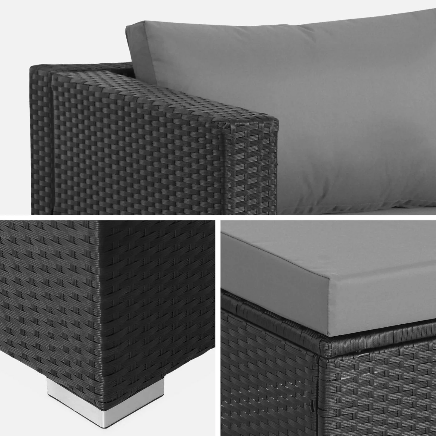Conjunto de jardim com sofá em resina, 4 lugares