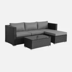 Conjunto de jardim com sofá em resina, 4 lugares
