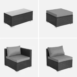 Conjunto de jardim com sofá em resina, 4 lugares