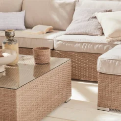 Conjunto de jardim com sofá em resina entrançada, 12 a 14 lugares