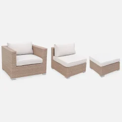 Conjunto de jardim com sofá em resina entrançada, 12 a 14 lugares