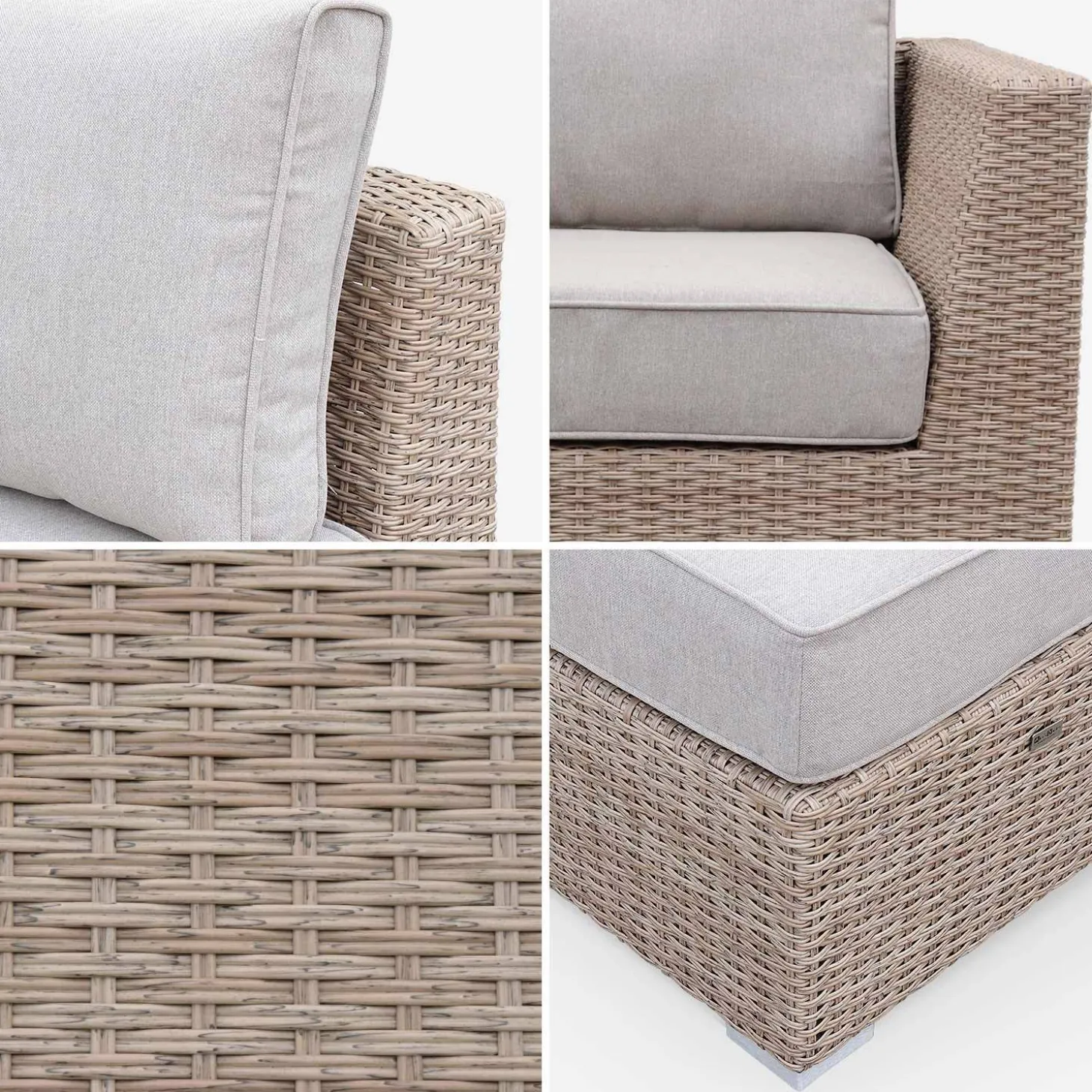 Conjunto de jardim com sofá em resina entrançada, 5 lugares