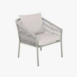 Conjunto de jardim com sofá e 2 poltronas em aço e resina, 4 lugares