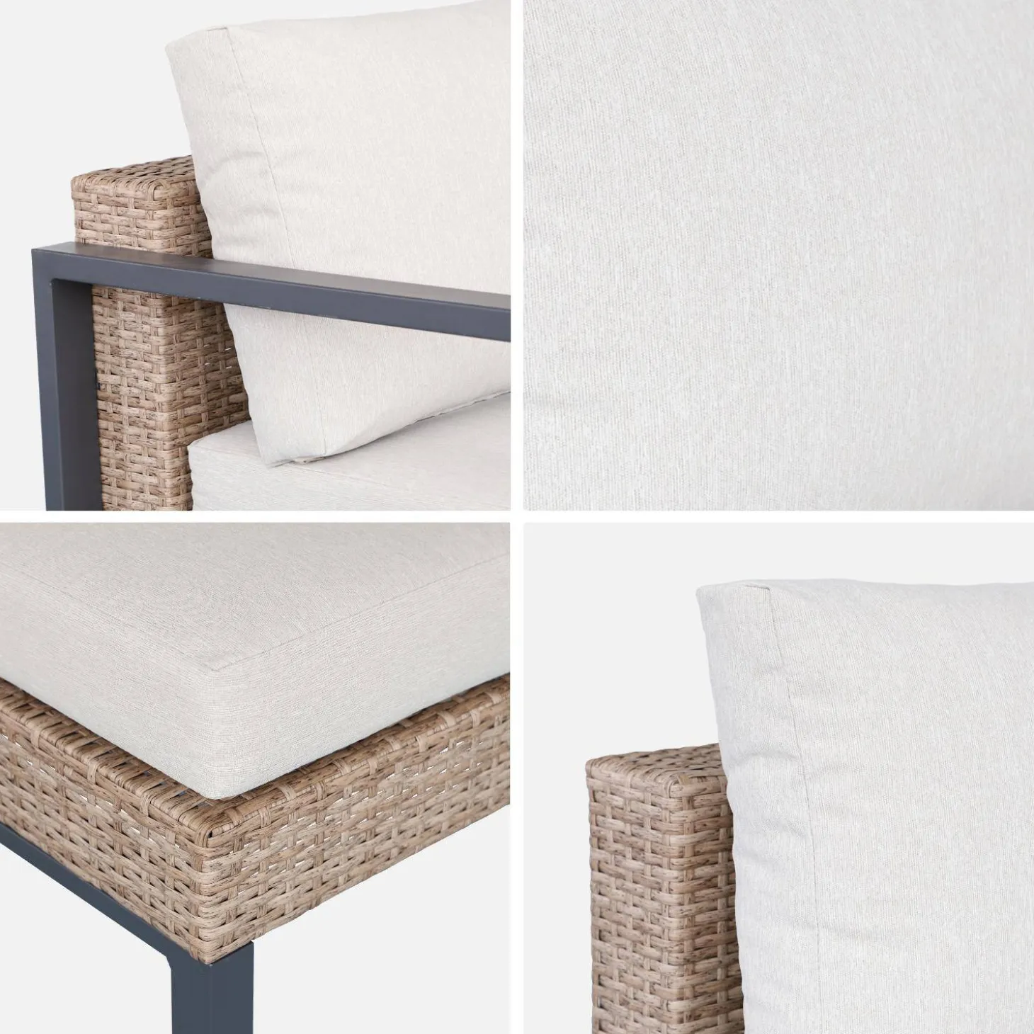 Conjunto de jardim com sofá, mesa e poltrona em alumínio, 5 lugares