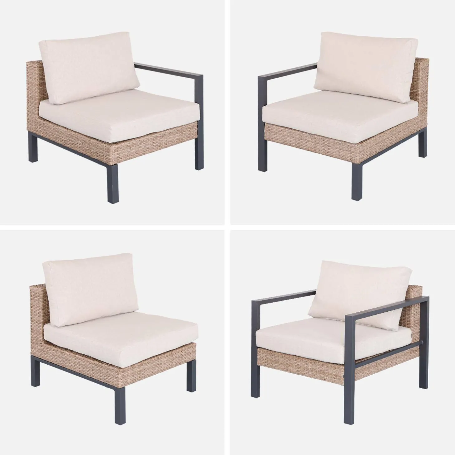 Conjunto de jardim com sofá, mesa e poltrona em alumínio, 5 lugares