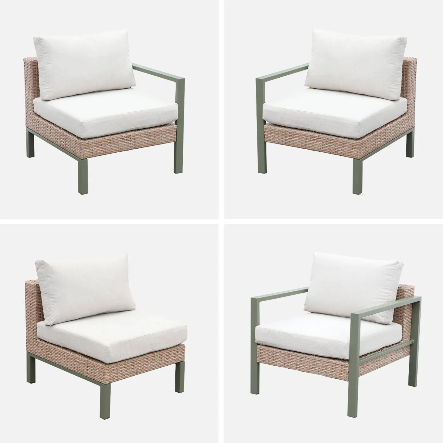 Conjunto de jardim com sofá, mesa e poltrona em alumínio, 5 lugares