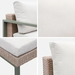 Conjunto de jardim com sofá, mesa e poltrona em alumínio, 5 lugares