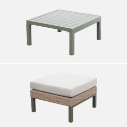 Conjunto de jardim com sofá, mesa e poltrona em alumínio, 5 lugares