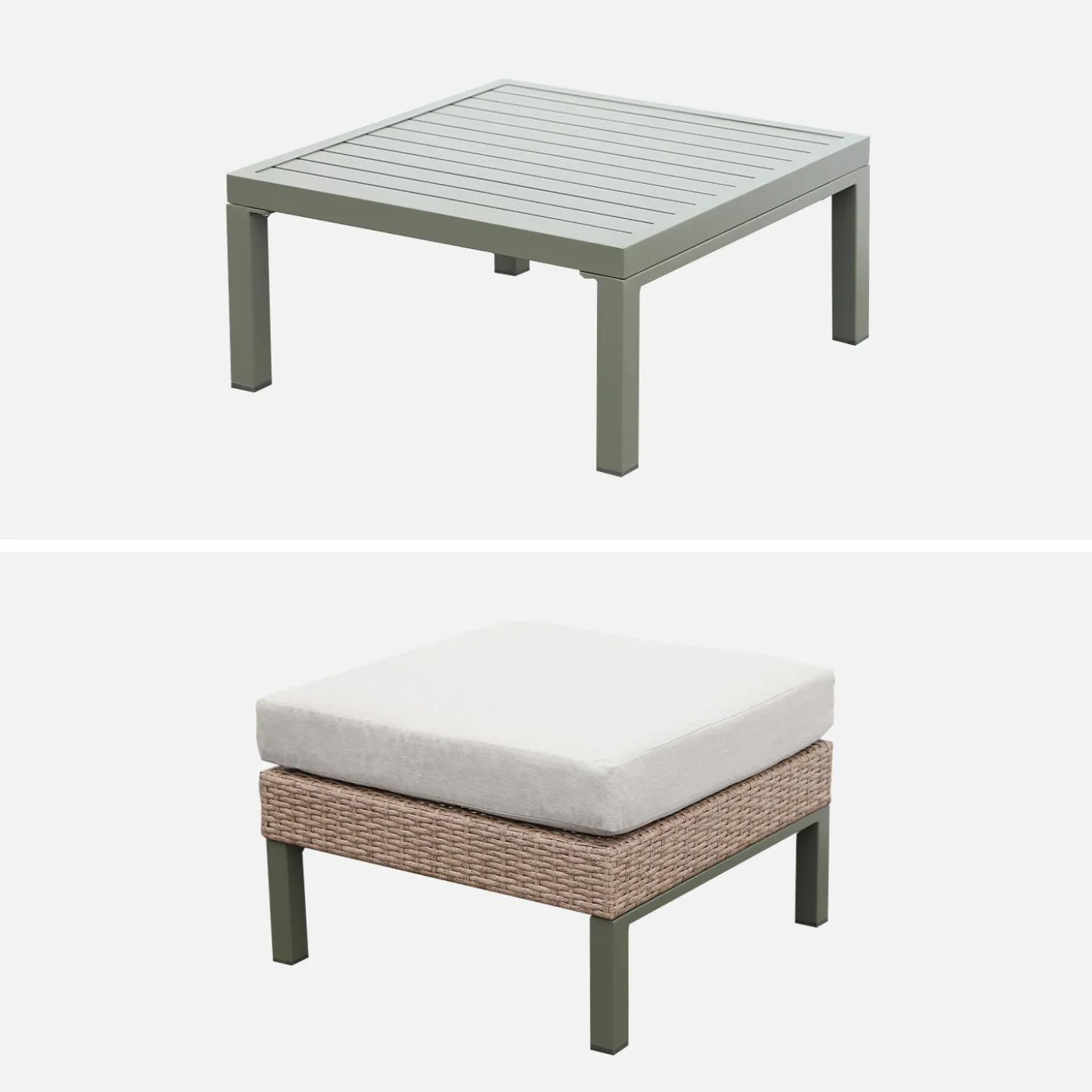 Conjunto de jardim com sofá, mesa e poltrona em alumínio, 5 lugares