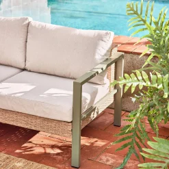 Conjunto de jardim com sofá, mesa e poltrona em alumínio, 5 lugares